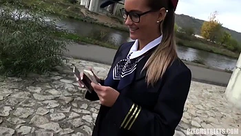 The Stewardess Fucks With Stranger Outdoor