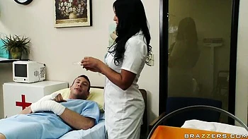 Silicone-boobed brunette Angelica Heart impaled in the ass