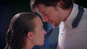 A couple has fun by the pool with Jean Val Jean and Lily Love