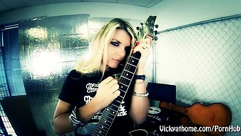 Delicate Vicky Vette - guitar girl scene - Vicky At Home