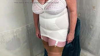 Big Natural Tits Stepaunty Sandra Strips in Lingerie & Stockings