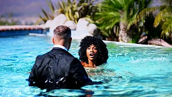 Nicole Kitt enjoys sensual sex with her boyfriend by the pool