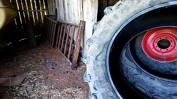 Bouncy Red Tits Outdoor Punishment - Public Shed BDSM & Flashing