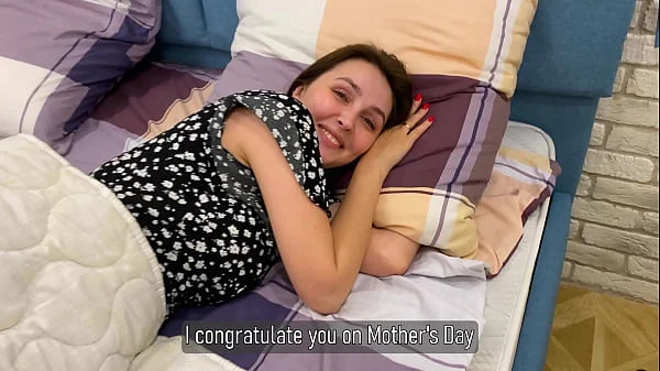 The stepson came to his stepmother to wish her a happy birthday, but in the end he fucked her