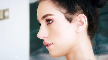 Bitchy brunette Kama Oxi stimulates her shaved pussy with love