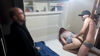 Wife Blindfold Prank! Horny Friend Hides in Wardrobe for Sneaky Blowjob & Cumshot