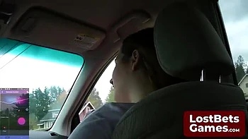 Lesbian Teen Strip Game: Huge Tits Brunettes Play Remote Control Bet