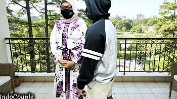 Hijab Cheating Wife Doggy Style Fucked Hard in College Corridor - Indonesian Couple Homemade Porn