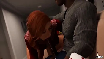 Curvy MILF Cheats Xmas with Big Black Cock Blowjob