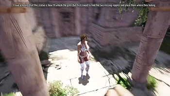 Horny Lara Croft 3D Rides Huge Statue Cock Anal First
