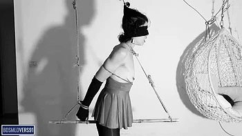 Sub Slut Squirts Hard Bound in Black Pantyhose