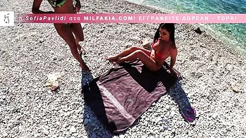 Greek MILF Babes Fuck Naked on Nudist Beach