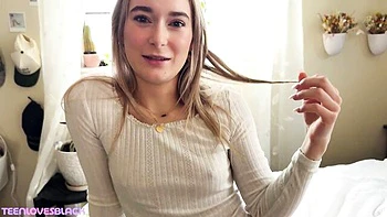 Petite stepdaughter takes big black cock creampie