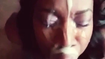 Ebony Amateur's Massive Facial Blowjob