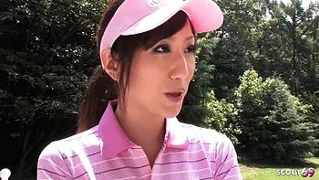 Petite Japanese Teen Gives Risky Public Blowjob to Old Coach