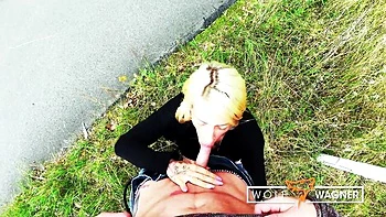 Harleen Van Hynten flaunts big tits fucking outside in Berlin