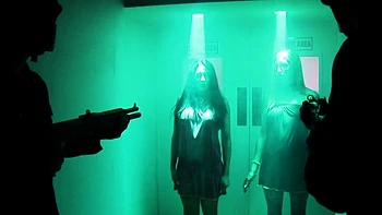 Blonde and Brunette Bitches Torn by Masked Guards