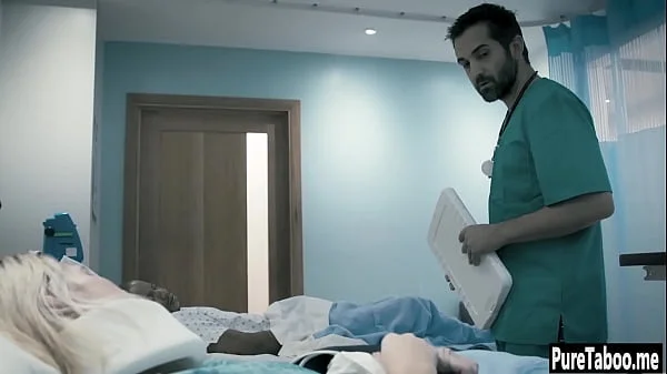 Helpless blonde used by a dirty doctor with huge thing