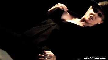 Julia Ann rides cowgirl with fake tits blowjob