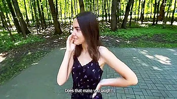 Brunette Teen Gets Face-Fucked After Outdoor Blowjob