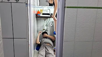 Young Brazilian Girl Sucks and Fucks Older Plumber Stranger