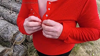 Bouncy Tits Spanked Hard on Public Logs Outdoors