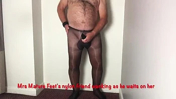 British Granny Plays with Nylons & Huge Natural Tits