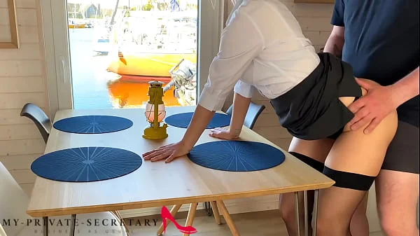 my private secretary lunch break quickie on a houseboat property viewing