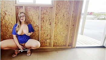 Blonde Milf with Glasses Masturbates Publicly and Talks Dirty