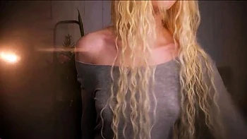 Curly blonde teen masturbates solo with dildo