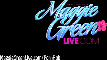 Busty Maggie masturbates with glass dildo