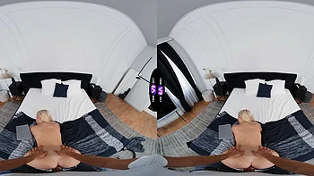 Blonde teen Jessie Ames rides huge cock in VR