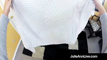 Blonde fake-tit milf Julia Ann sucks cock POV