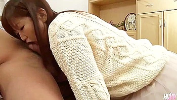 Shino’s Hairy Brunette Gets Creampied in Threesome