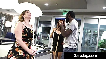 Busty Sara and Nicky's hot milf ass fucking