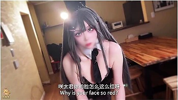 Bunny Senpai Cosplay with Asian Babe, Creampie and Foot Job