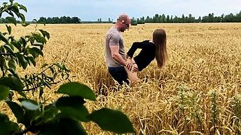 Blonde Milf Gets Creampied Doggy Style in the Field