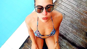 Latina Teen Drinks Over 5L Pee on Beach, Public Pissing POV