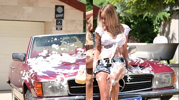 Post Car Wash DP by the Poolside with Busty Blonde Slut Monika GP2466