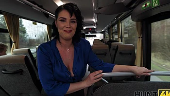 Charlie Dean and Federika try to fuck on a bus in a daring public spot