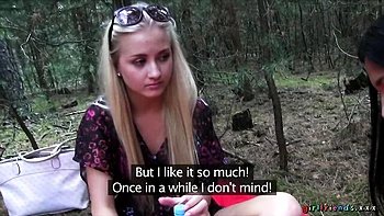 Keira and Michelle are enjoying outdoor pussy-licking so much